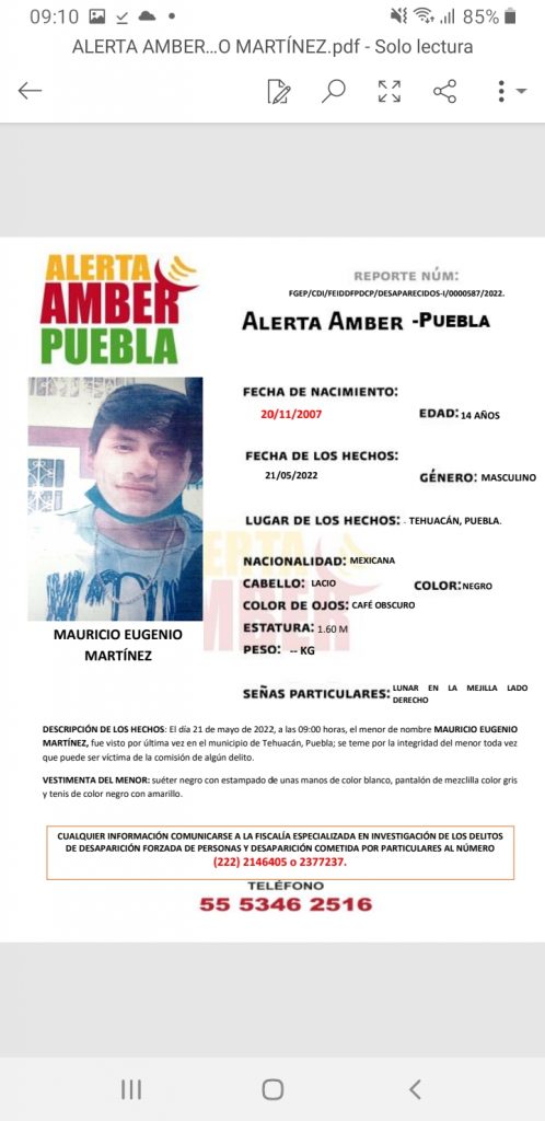 No localizan a menor de 14 años en Tehuacán