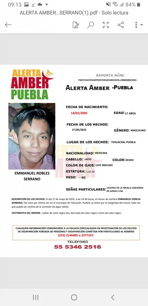 Alerta Amber por hombre de 17 años