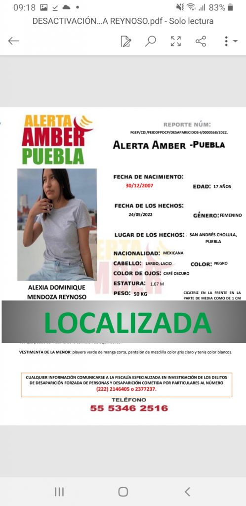 Desactivan alerta por joven mujer de 17 años