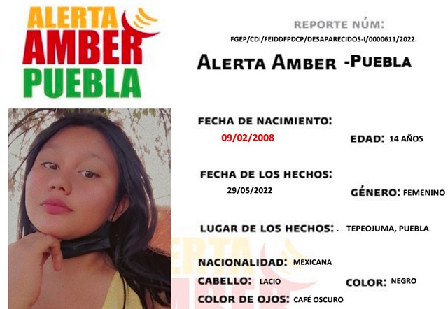 Activación alerta AMBER Joselin Ramírez Ramos