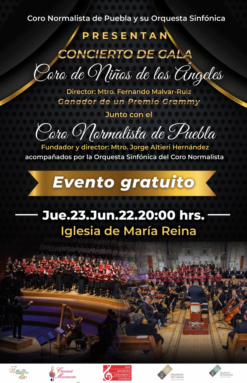 Invita Cultura a conciertos de los coros Normalista de Puebla y de Niños de Los Ángeles