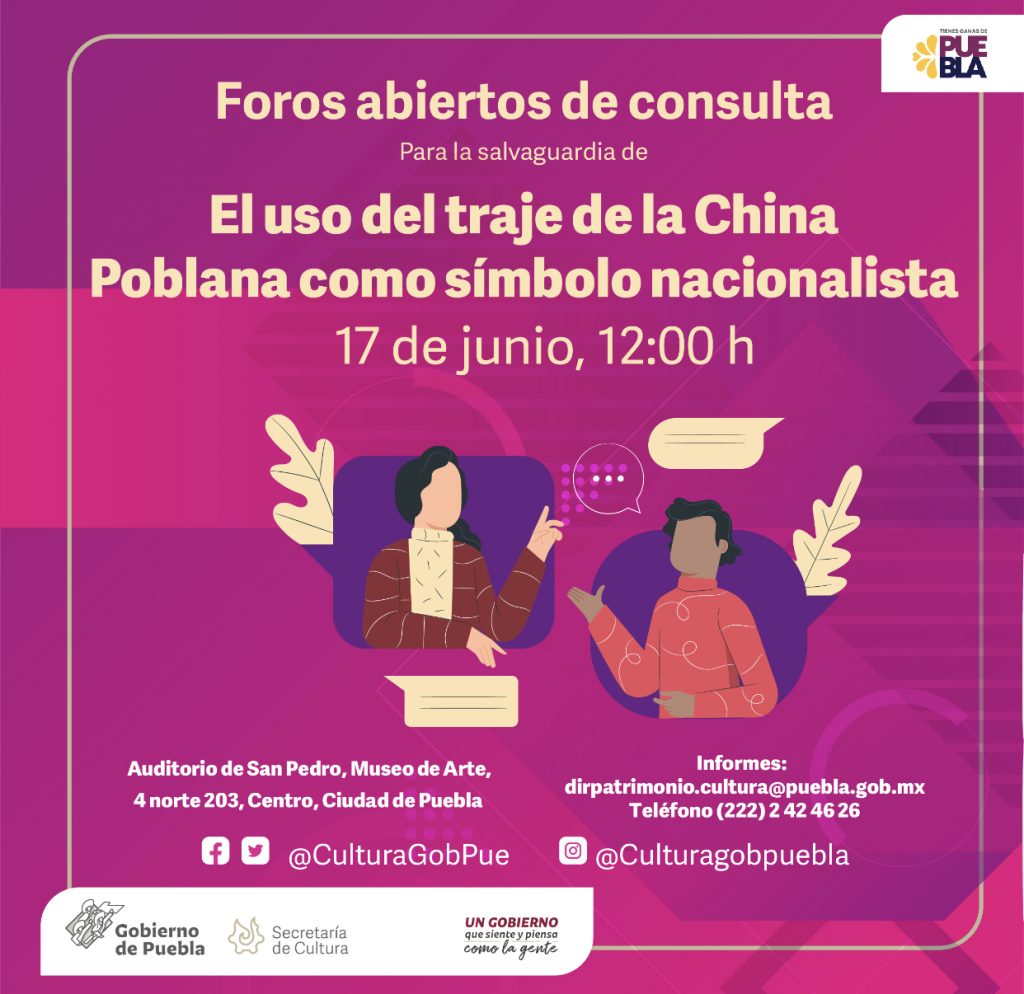 Realizará Cultura foros para salvaguardar el traje de la China Poblana como símbolo nacionalista
