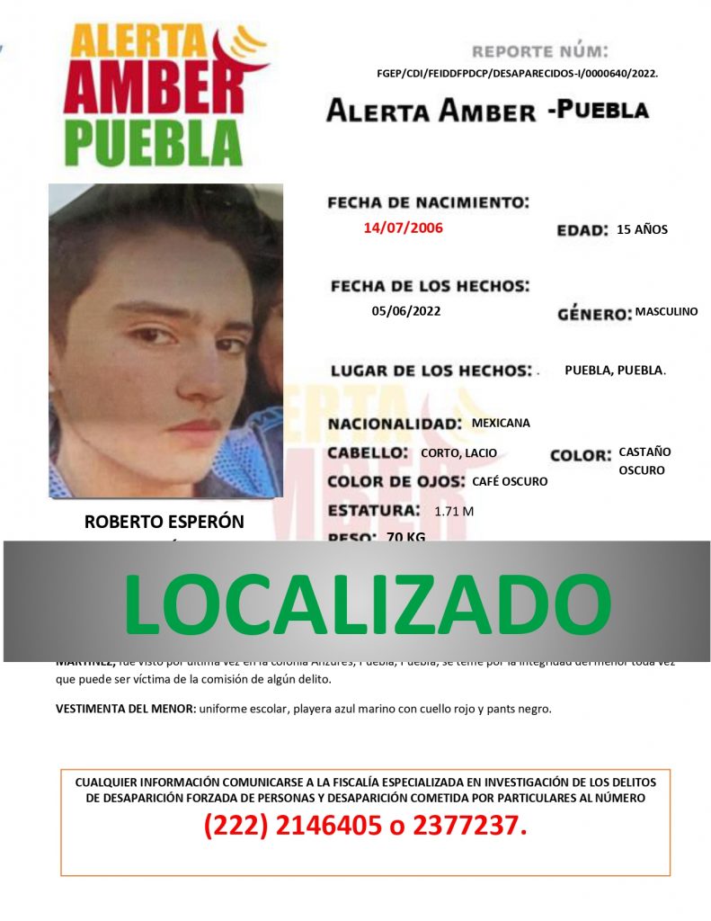 Fiscalía desactiva ALERTAS AMBER de ROBERTO ESPERÓN MARTÍNEZ y GEMA AGUILAR ESTÉVEZ