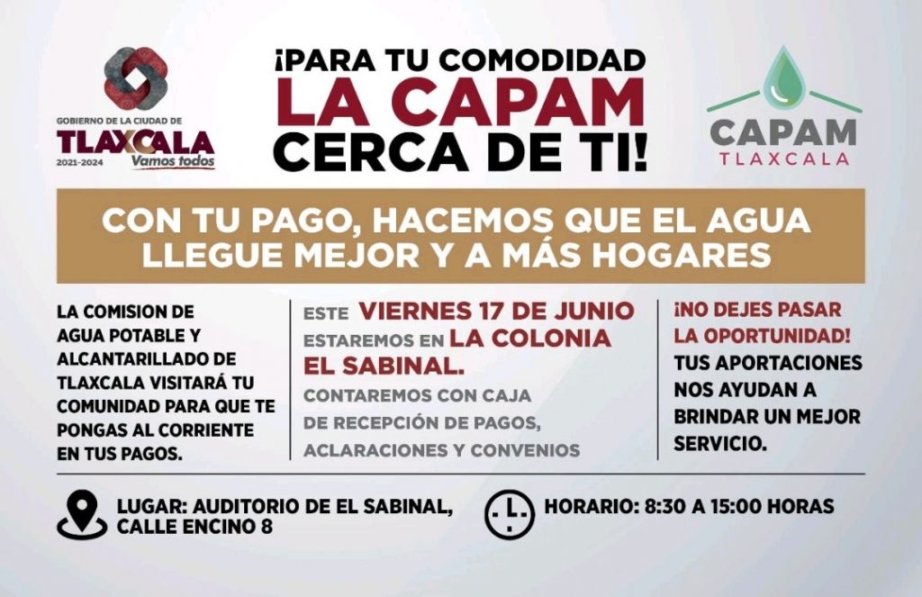 La CAPAM acerca sus servicios a las localidades de Tlaxcala Capital   