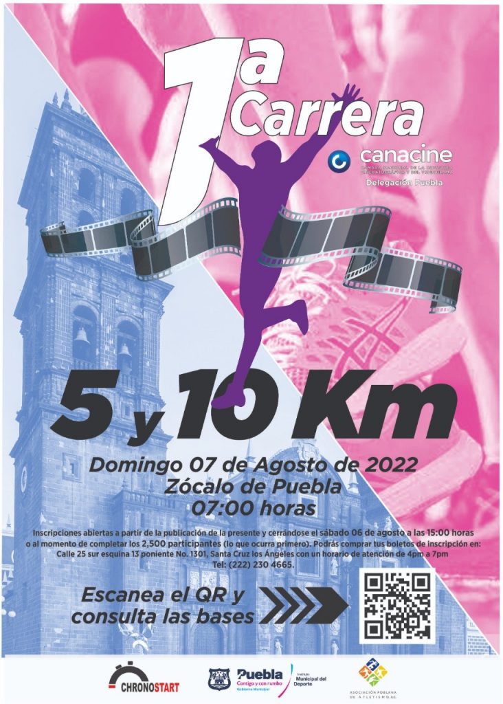 La “Carrera CANACINE 2022” se realizará en Puebla el domingo7 de agosto