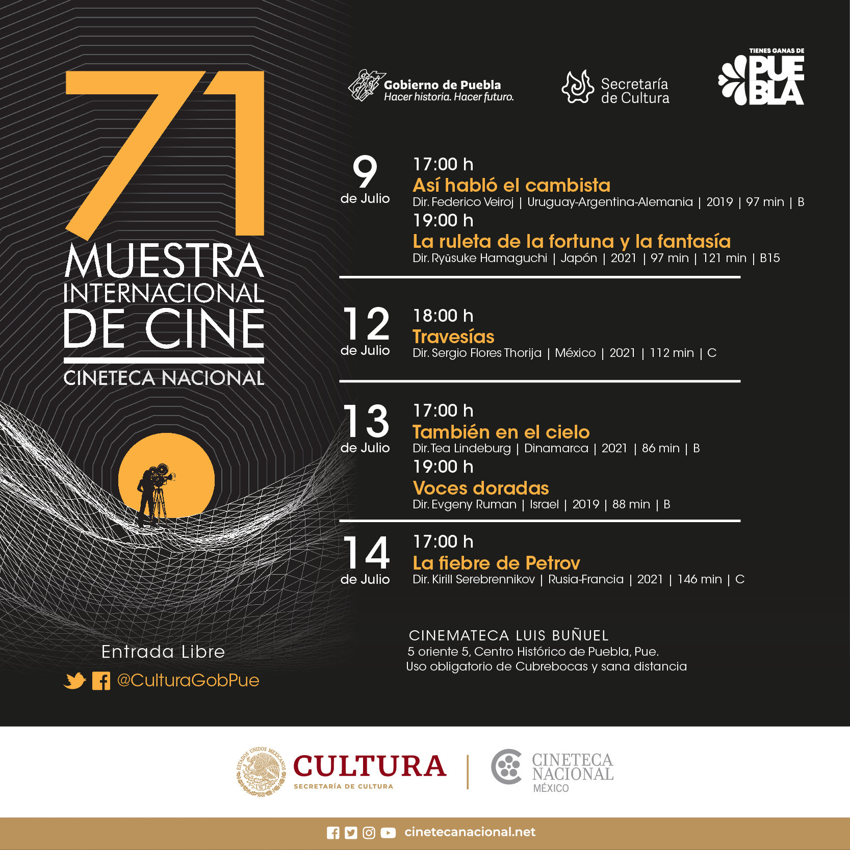 Con 13 películas, Puebla participará en la 71 Muestra Internacional de Cine