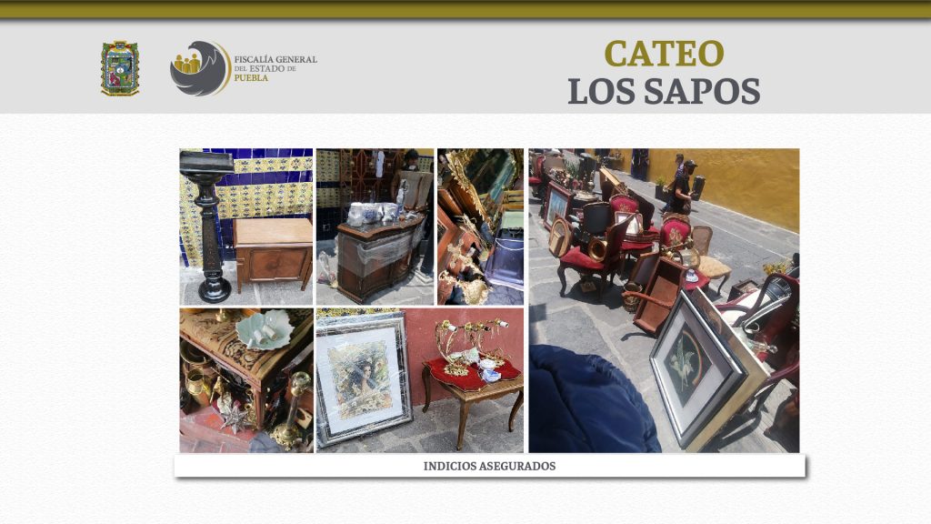 En “Los Sapos”, FGE Puebla recuperó artículos presuntamente robados en una casa