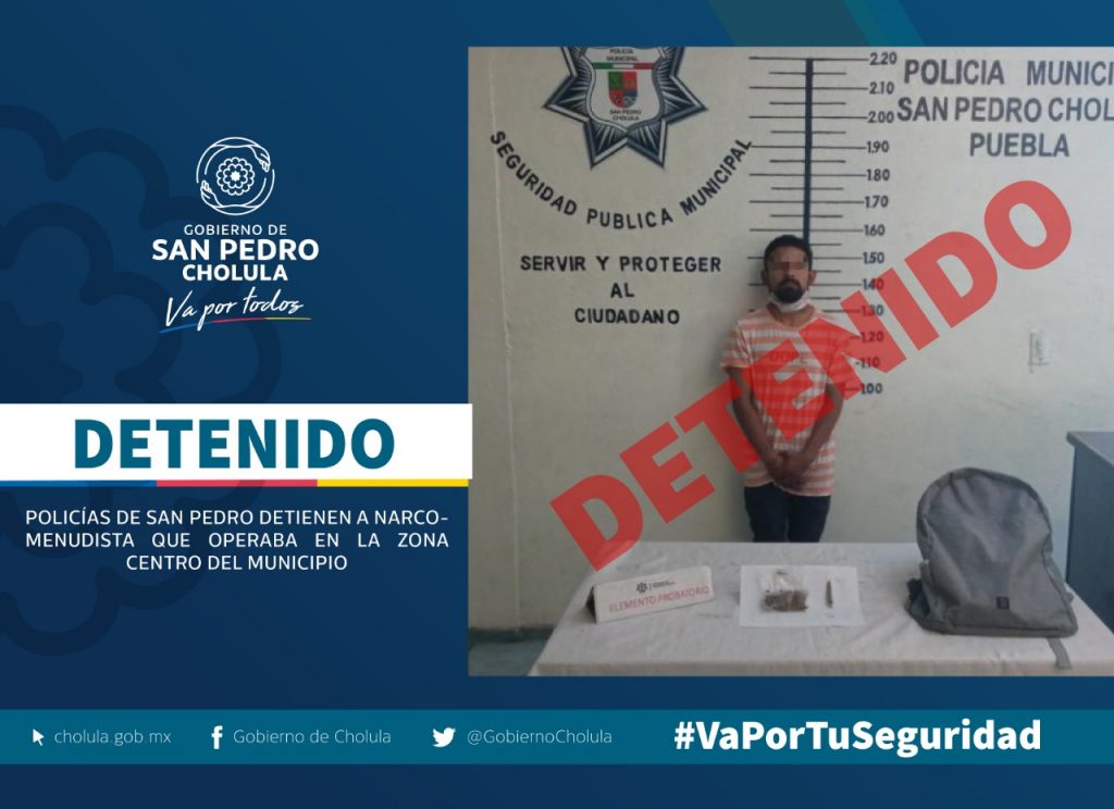 Detienen a narcomenudista en San Pedro Cholula