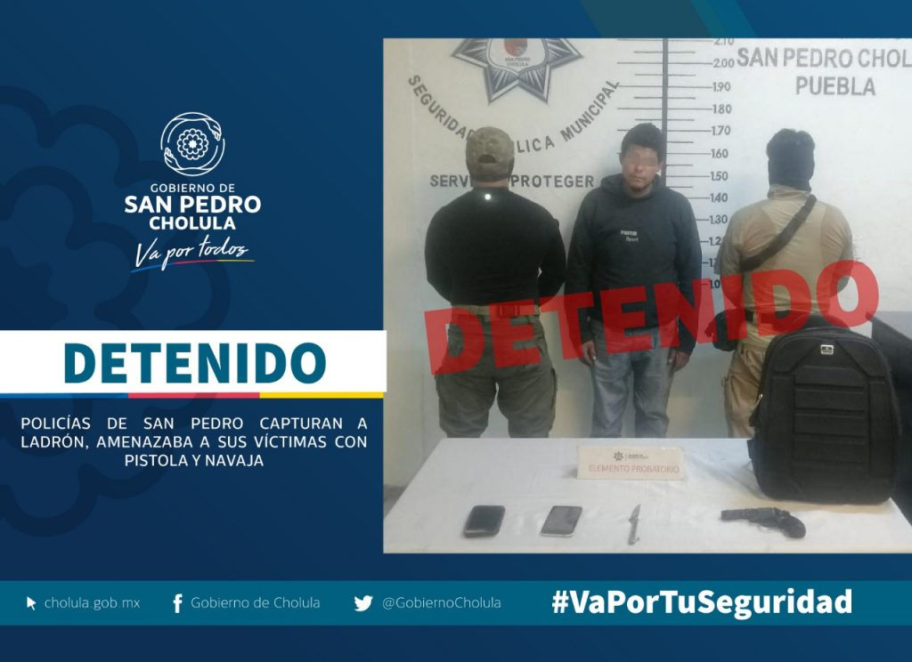 Atrapan a violento ratero en San Pedro Cholula