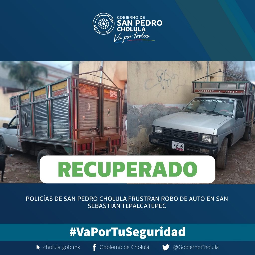 Impiden robo de vehículo en San Pedro Cholula