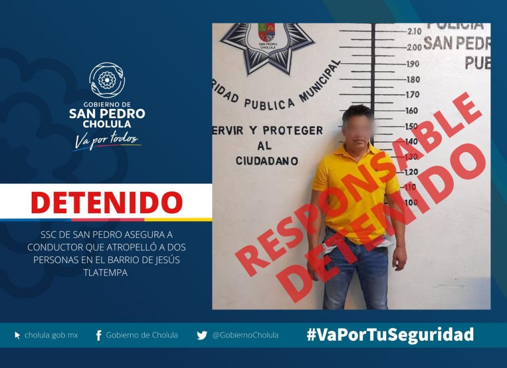 Ebrio, atropelló a dos y mató a un hombre en San Pedro Cholula