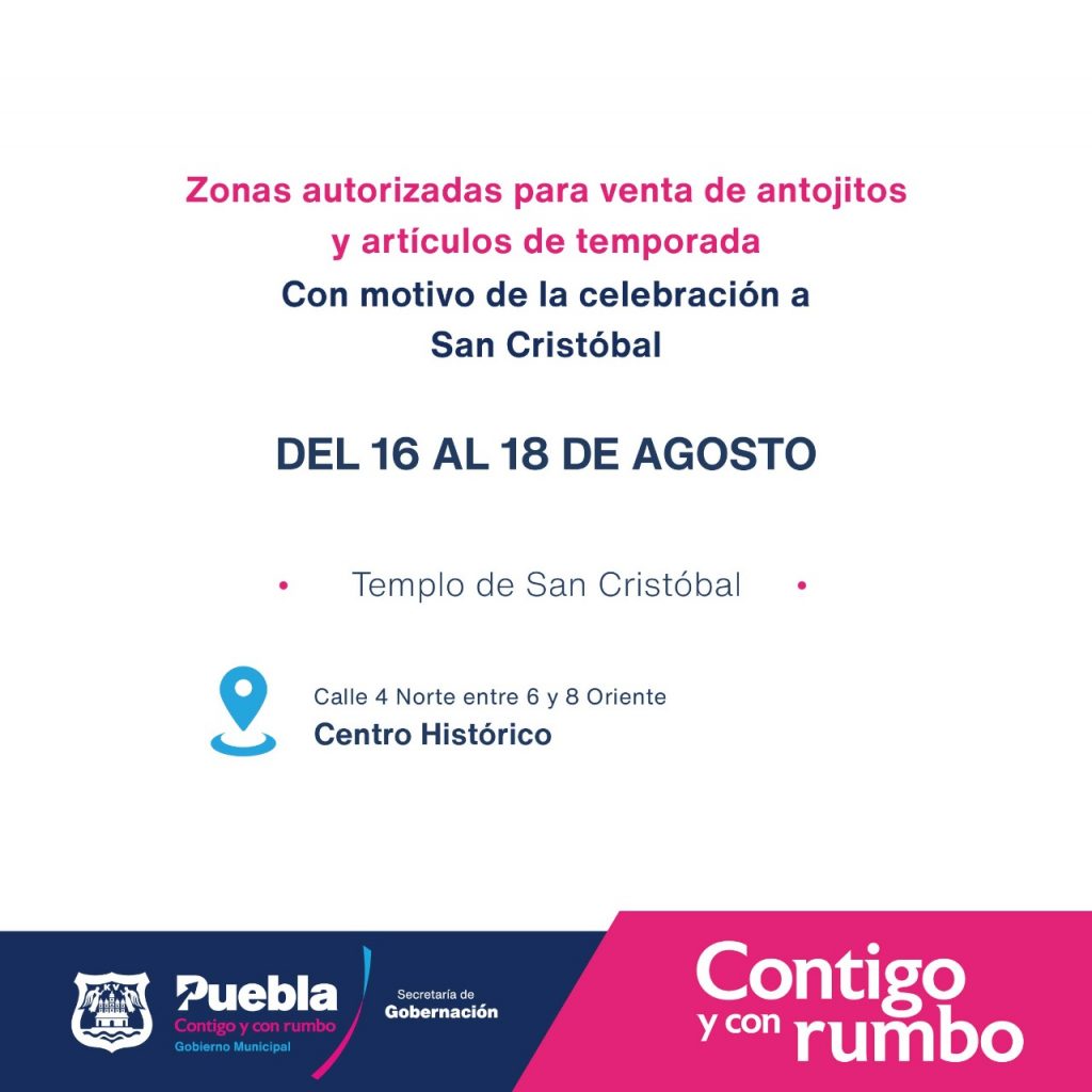 Ayuntamiento de puebla permitirá venta de antojitos y artículos religiosos por celebración a San Cristóbal