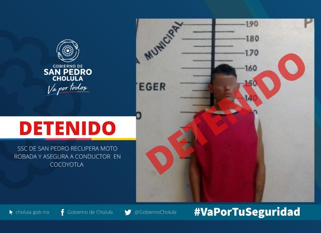 En San Pedro Cholula recuperan moto robada
