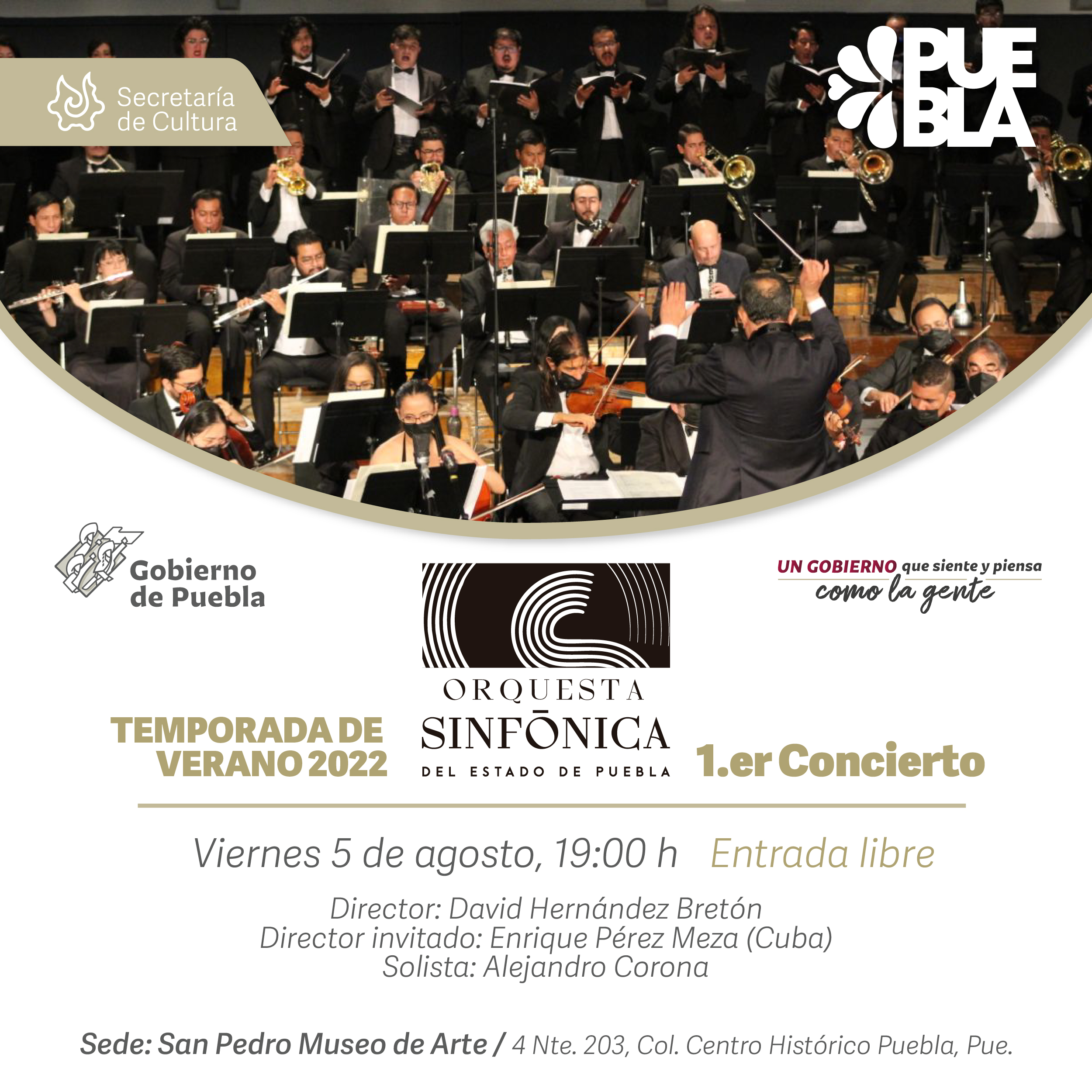 Presenta Cultura conciertos de verano de la Orquesta Sinfónica del Estado de Puebla