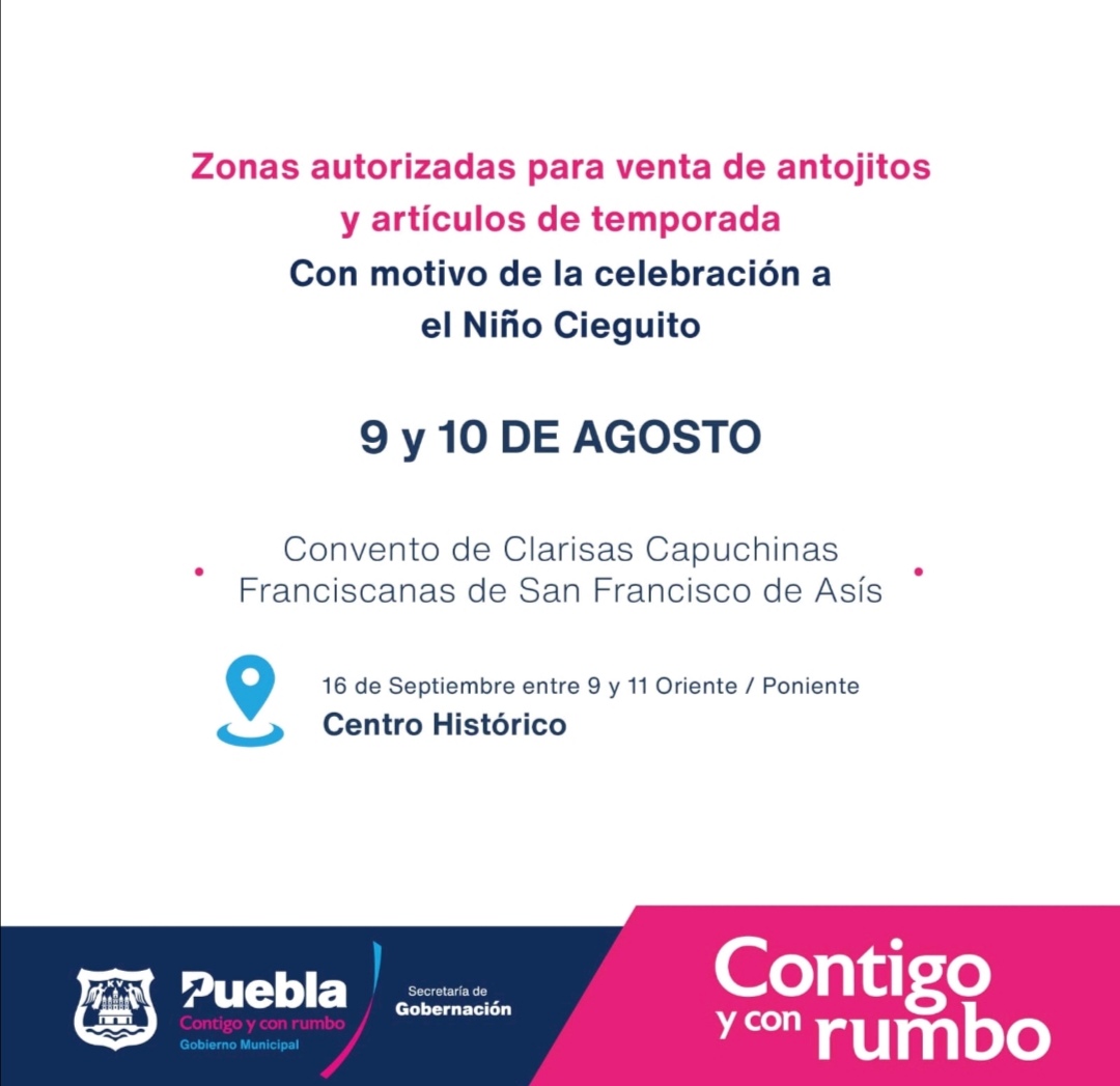 Ayuntamiento de Puebla permitirá venta de antojitos y artículos religiosos por celebración al “Niño Cieguito”