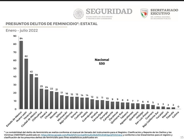 Puebla, estado 14 del país en feminicidios: SNSP