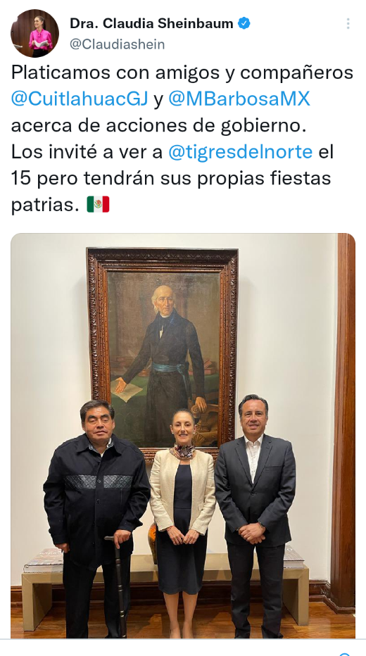 Miguel Barbosa se reúne con Claudia Sheinbaum y Cuitláhuac García en la CdMx