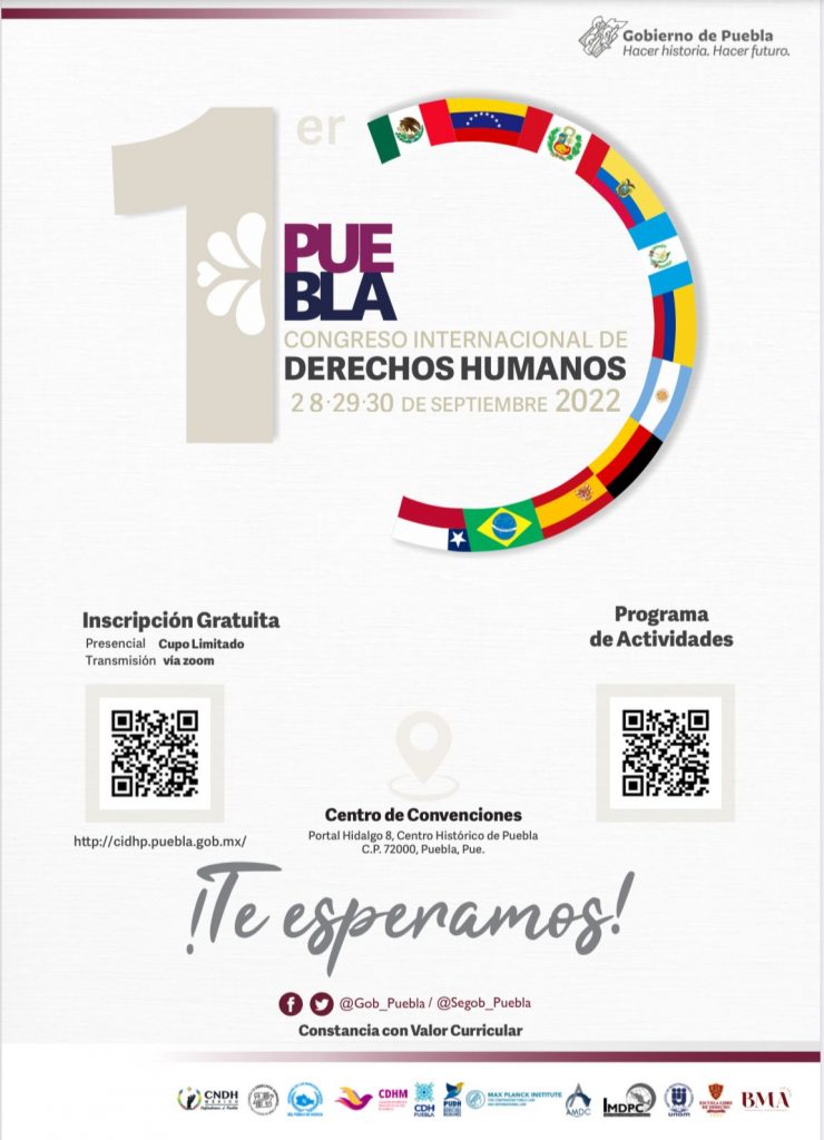 Realizará gobierno estatal “1er. Congreso Internacional de  Derechos Humanos, Puebla 2022”
