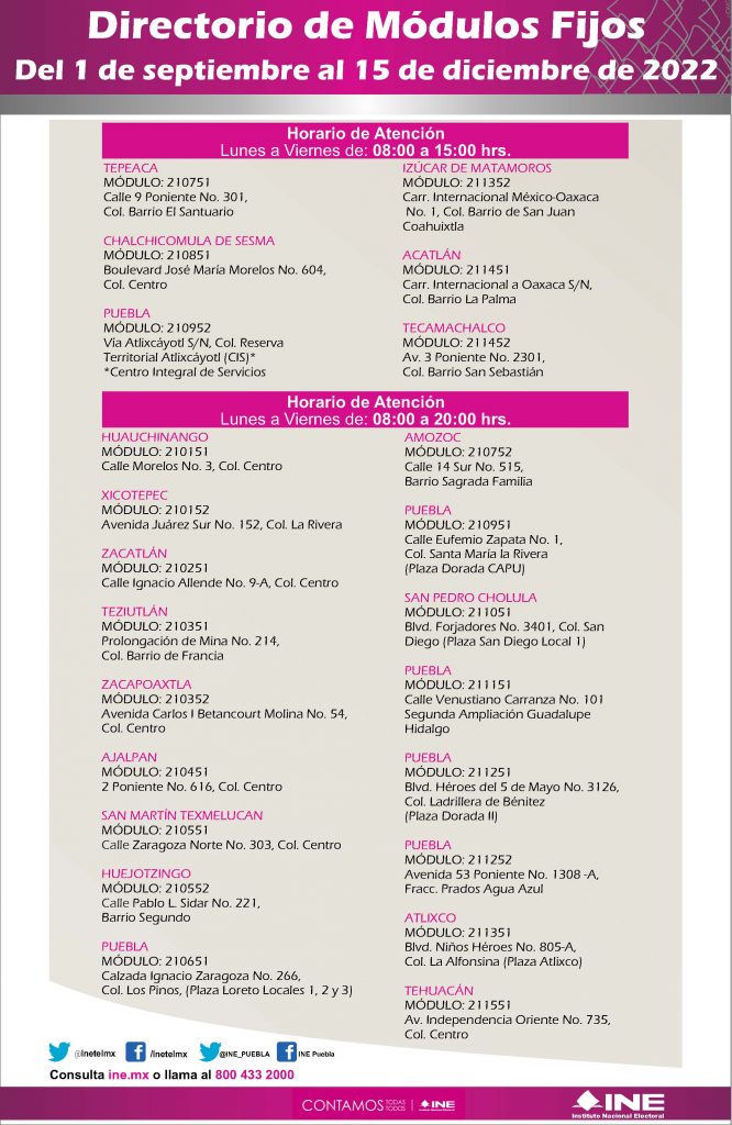 Arranca INE Puebla campaña anual intensa de actualización al padrón electoral