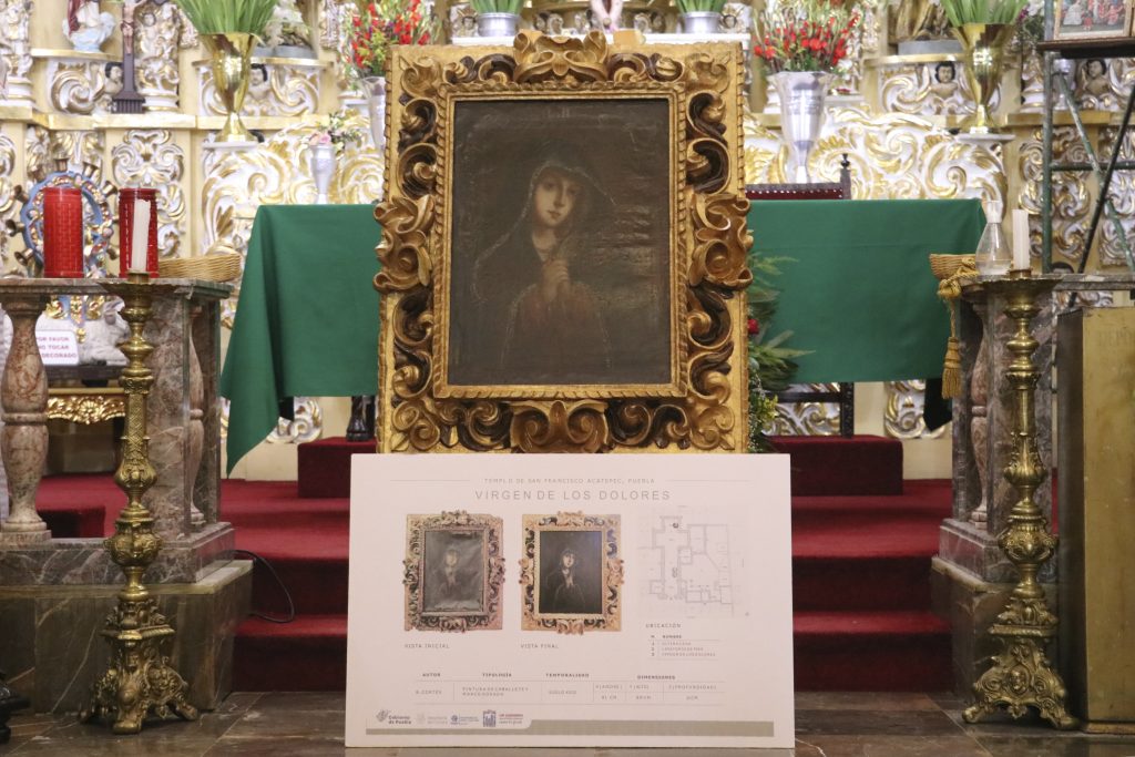 Restaura Cultura piezas del siglo XVIII del templo de San Francisco Acatepec