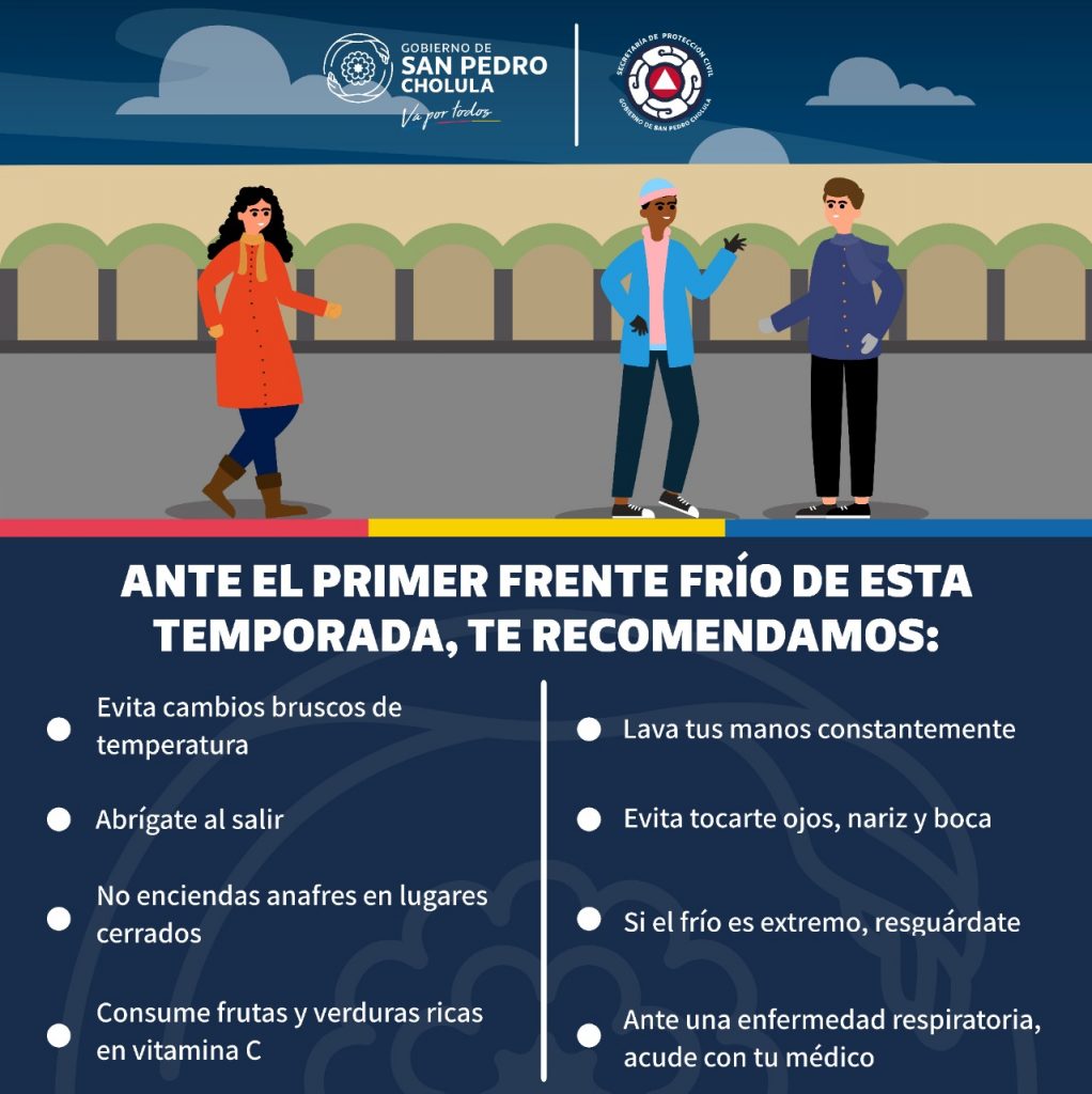 PC Cholula emite recomendaciones ante frente frío