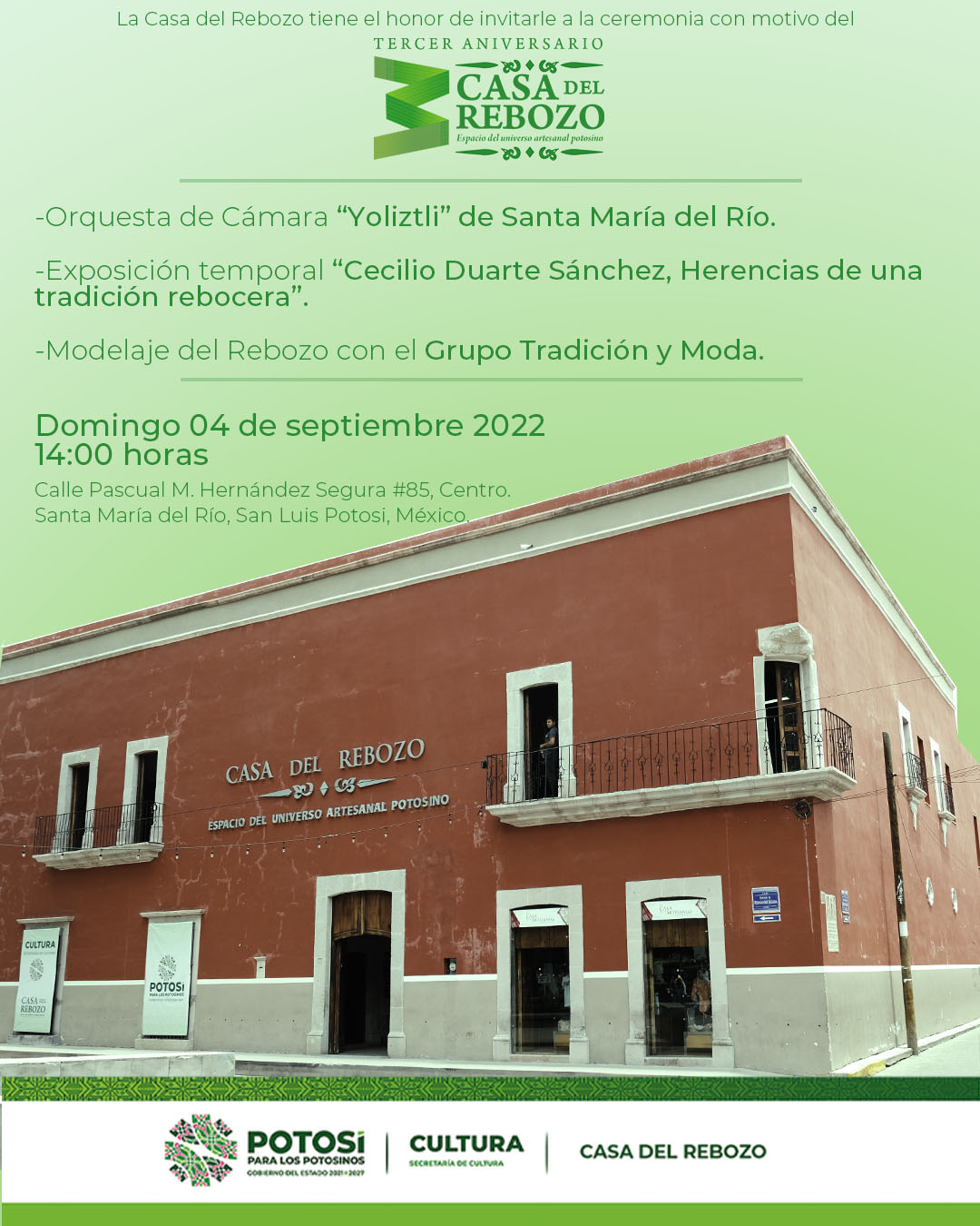 Museo Casa del Rebozo celebrará su 3er aniversario