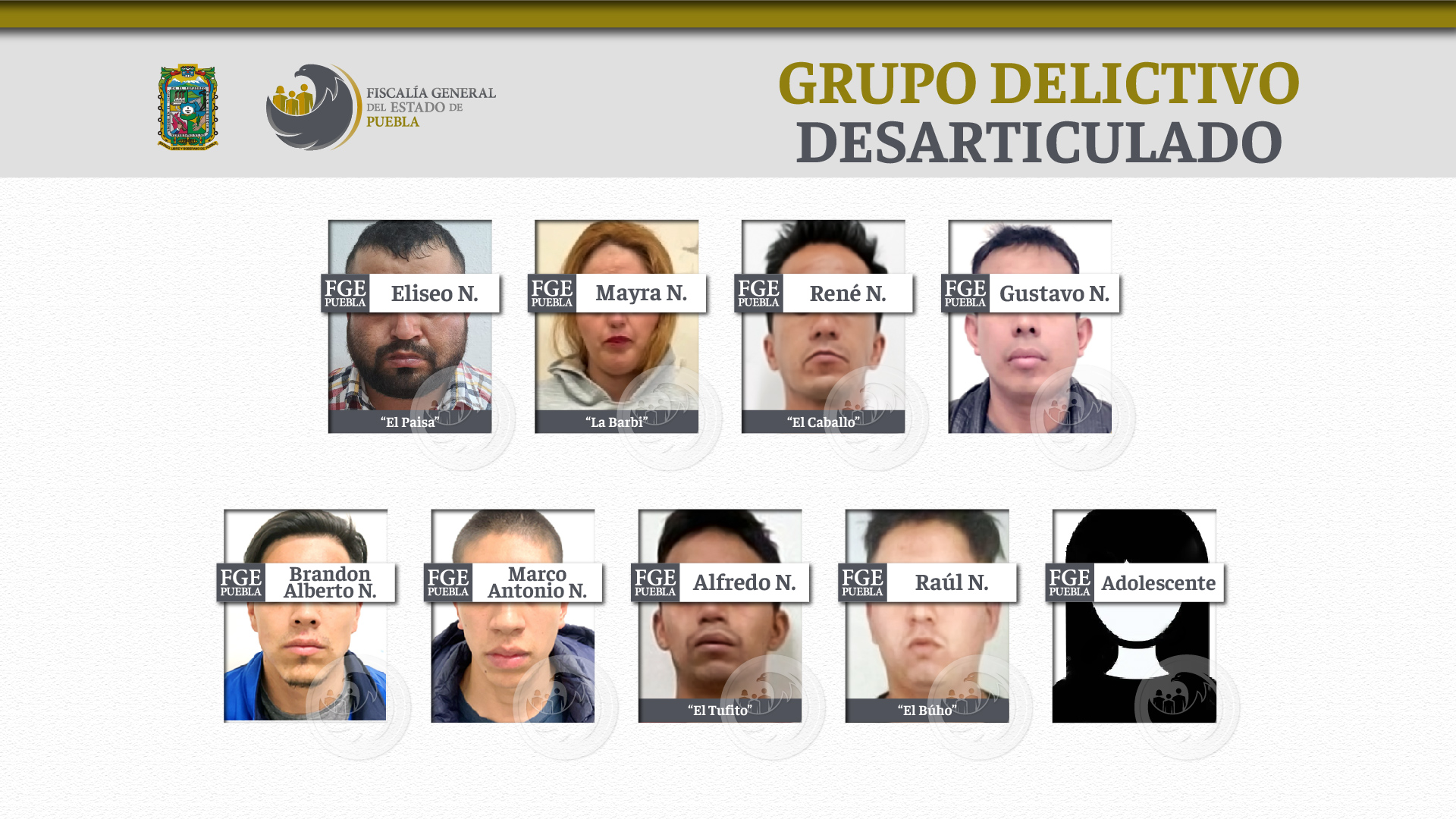 La Fiscalía del Estado de Puebla esclarece la privación de la vida de Esmeralda G., resuelve otros hechos y desmantela al grupo delictivo