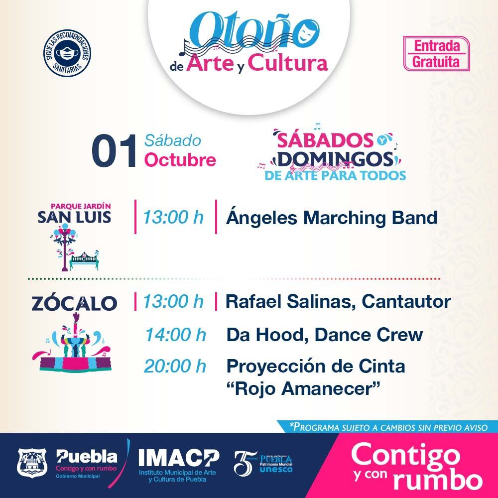 Varias actividades culturales en el Centro Histórico de Puebla capital este mes