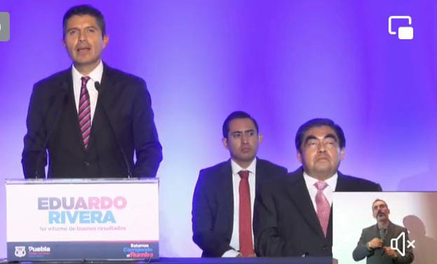 Video desde Puebla: Eduardo Rivera rinde su 1er informe de labores junto al gobernador Miguel Barbosa