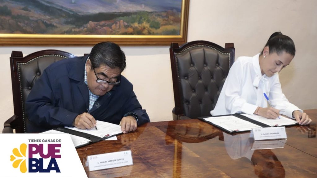 Video desde Puebla: Firman convenio de seguridad Claudia Sheinbaum y Miguel Barbosa