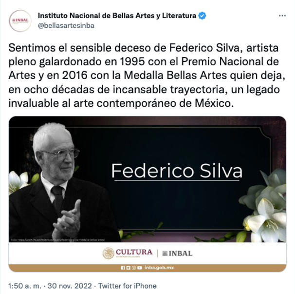 Murió el escultor Federico Silva a los 99 años
