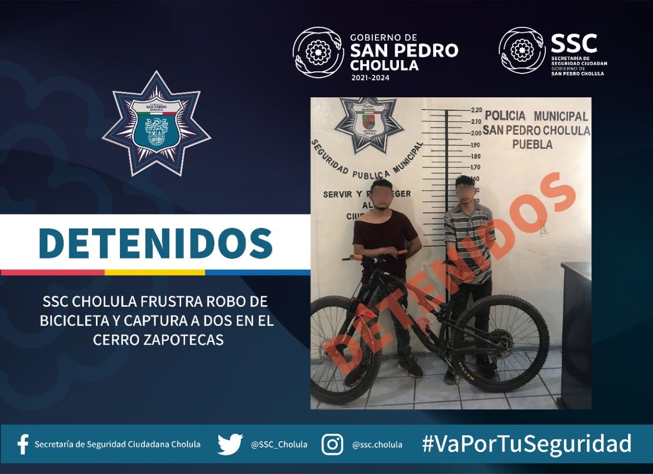 Los capturaron por robar una bicicleta en San Pedro Cholula