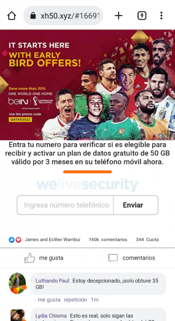 Engaño hace creer que FIFA está regalando 50 GB de datos para ver el mundial