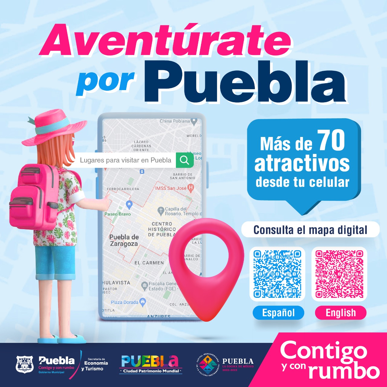Te traemos el mapa virtual con los atractivos de Puebla capital