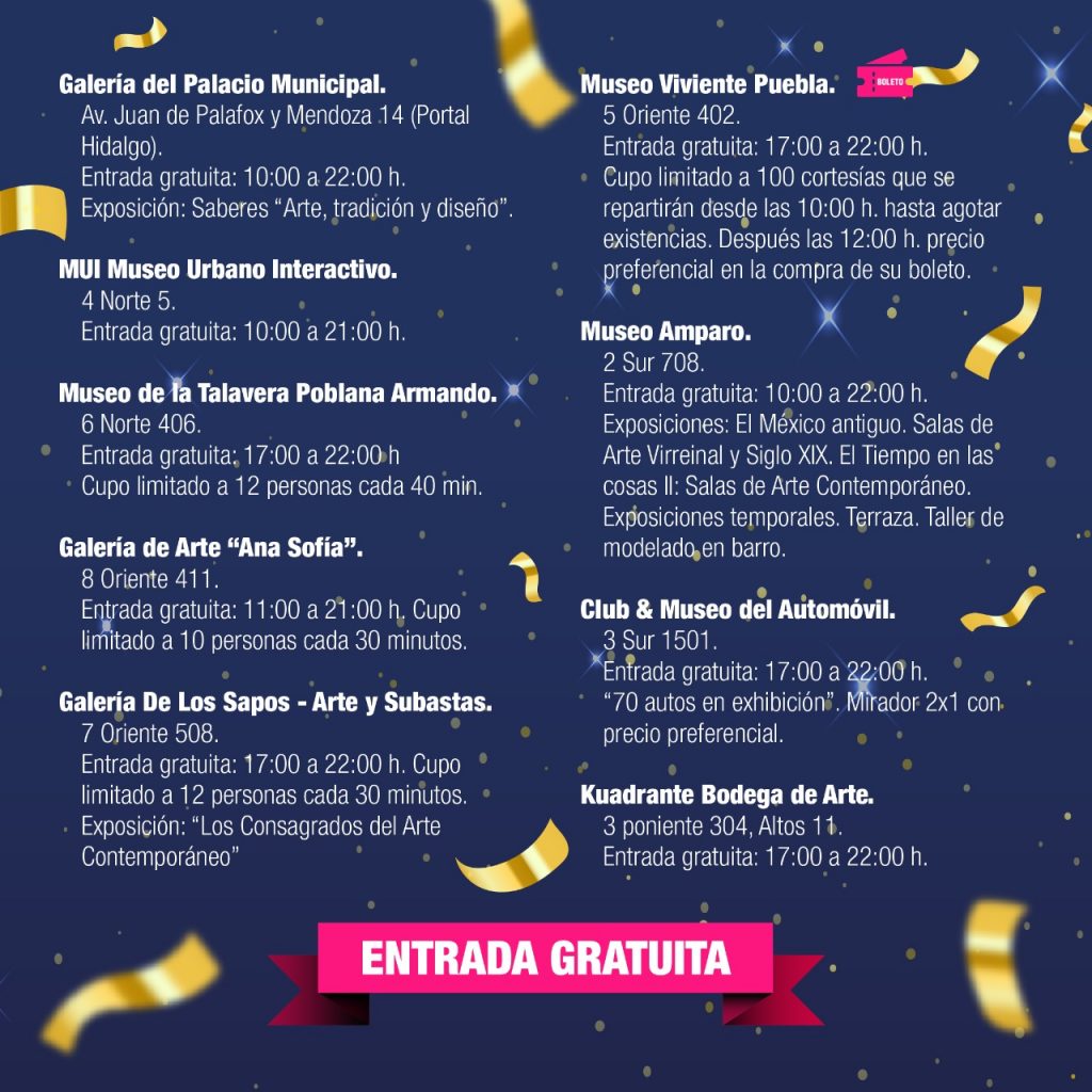 Noche de Museos en Puebla capital este viernes