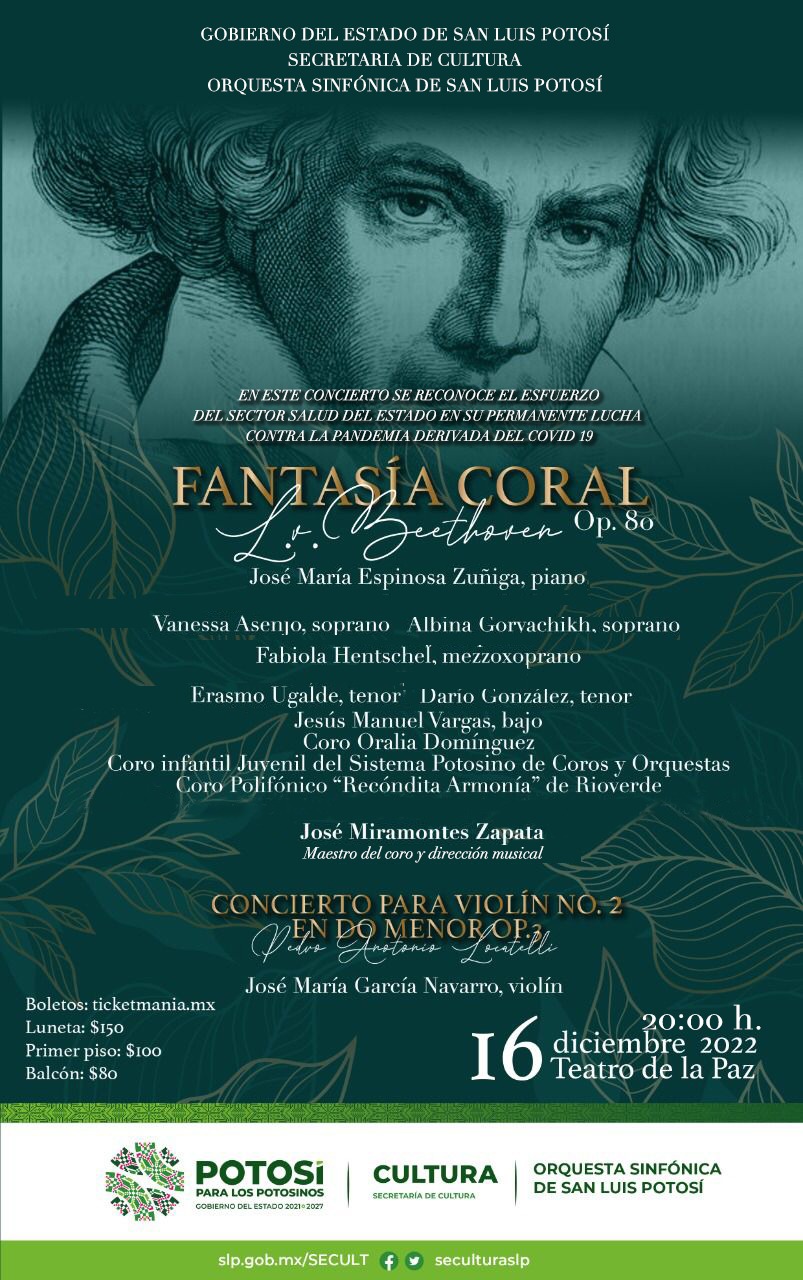 Presentarán el concierto “Fantasía coral” con la OSSLP