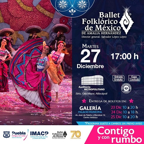 Ayuntamiento de Puebla invita a cerrar el año con el gran ballet folklórico de México