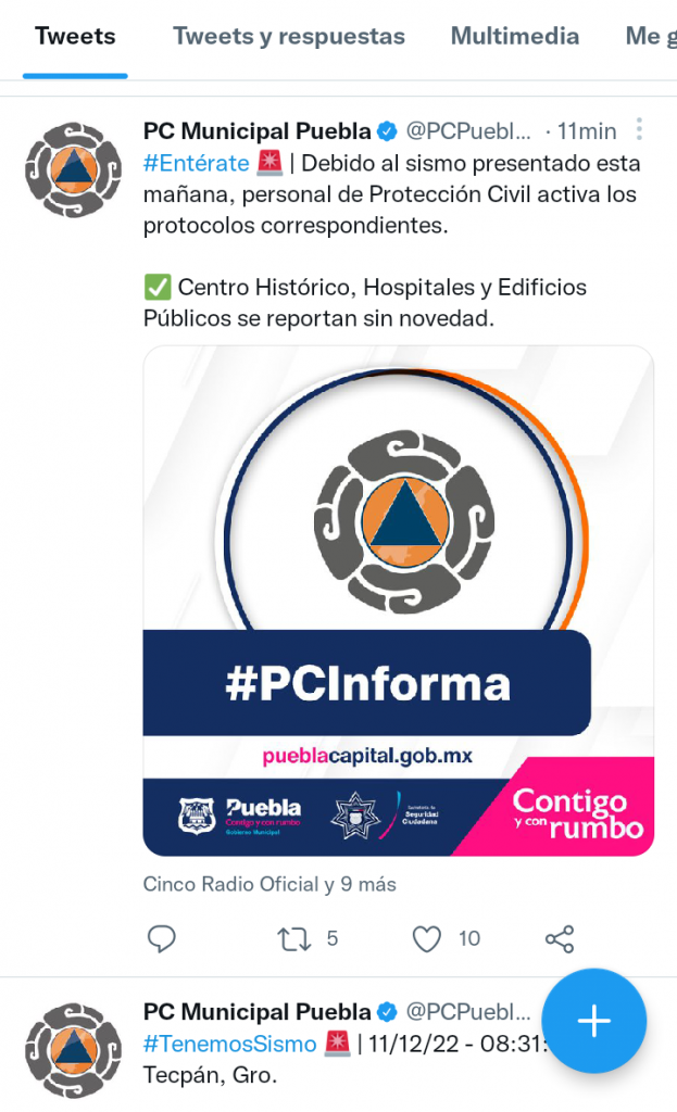 Sin novedad y saldo blanco en Puebla capital tras sismo este domingo: Protección Civil