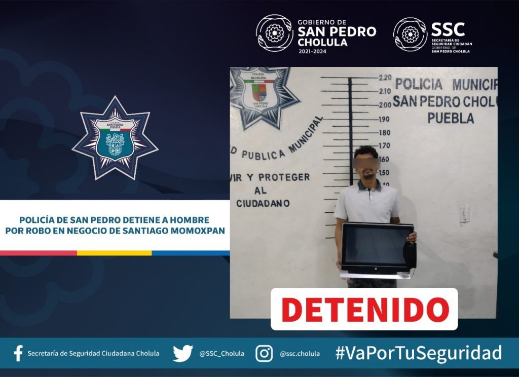 Detenido por robar negocio en Momoxpan