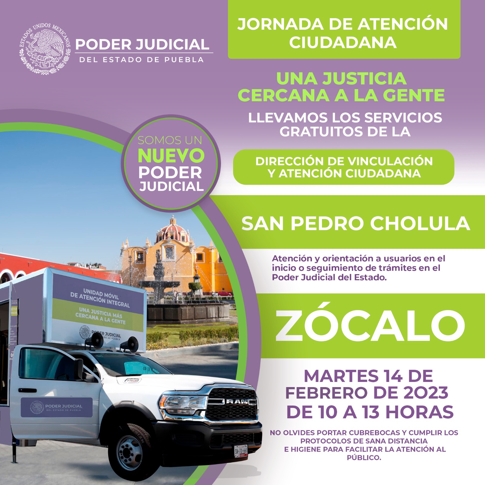 Acercarán servicios gratuitos del Poder Judicial a San Pedro Cholula