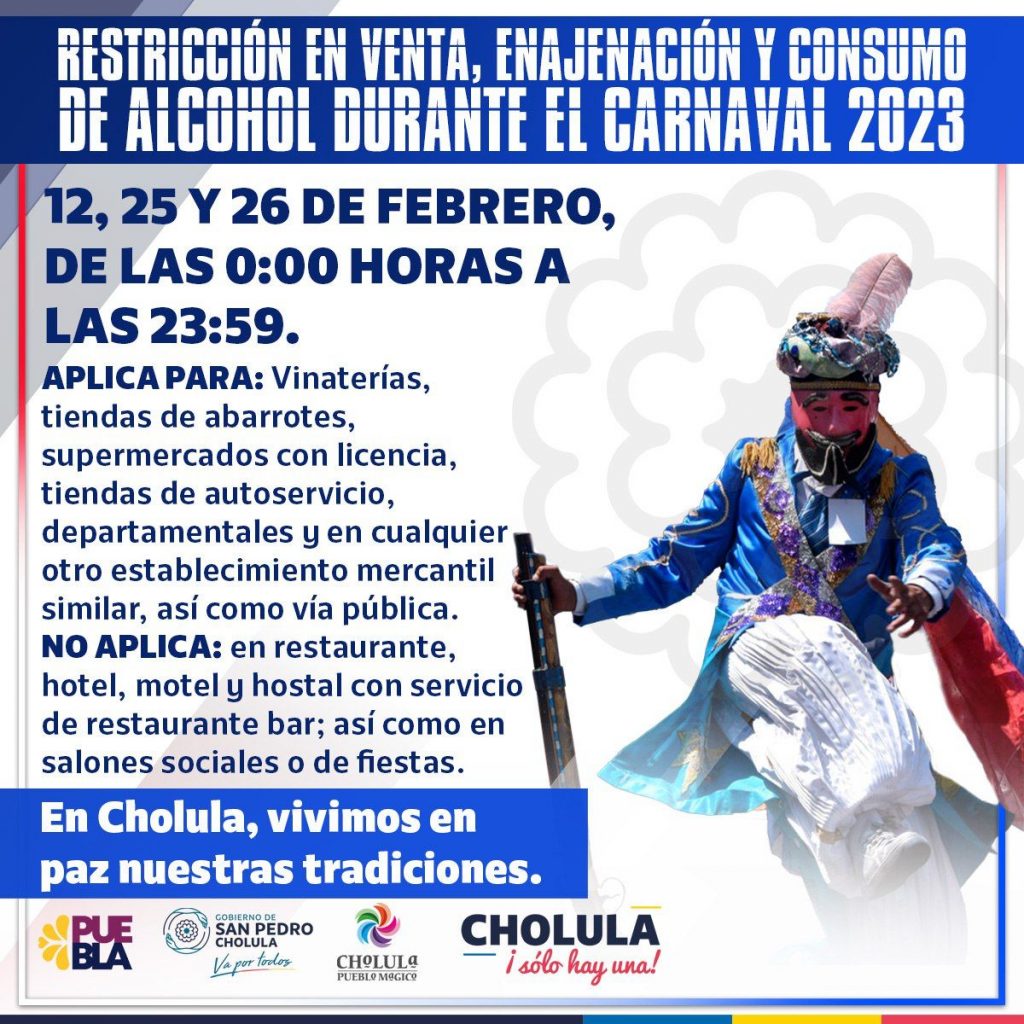 ¡No habrá alcohol en el carnaval de San Pedro Cholula!