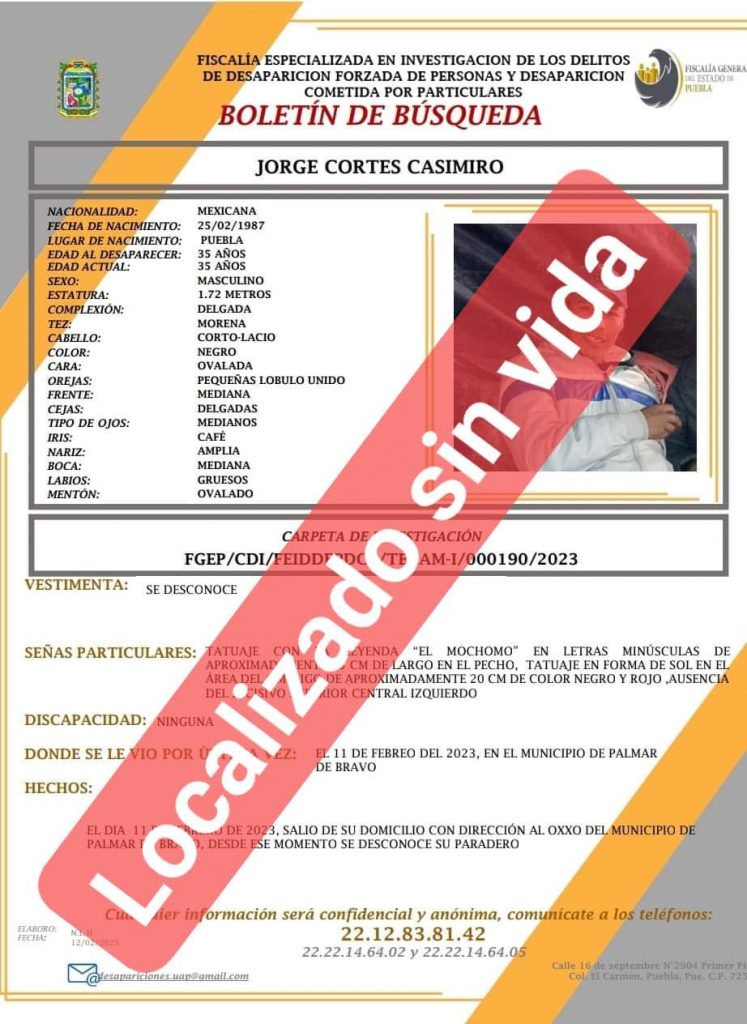 Hallan sin vida a joven reportado desaparecido en Palmar de Bravo