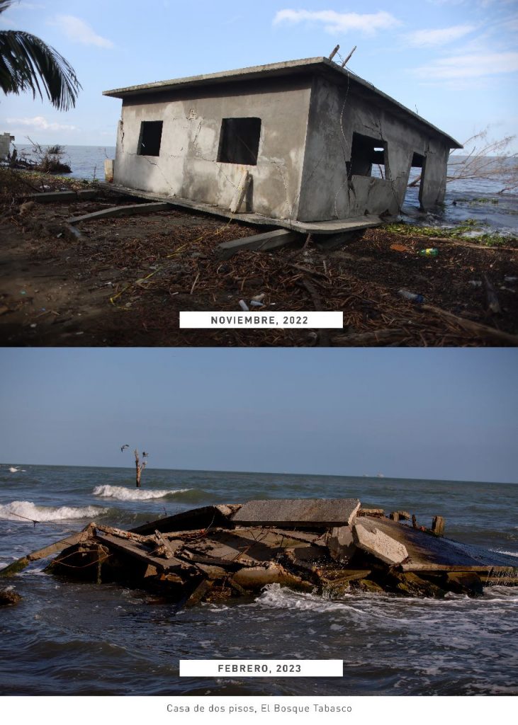 El mar “se come” viviendas y hasta escuela de Tabasco