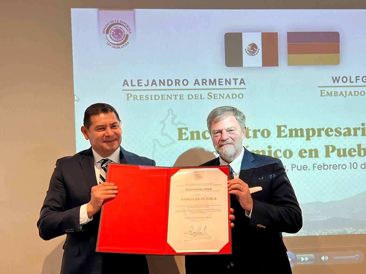 Puebla, puerta de desarrollo económico coincide embajador de Alemania y el senador Armenta