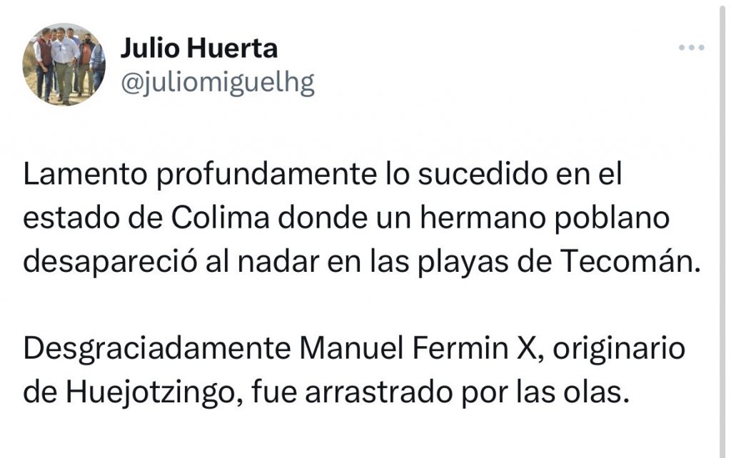 Confirma Segob muerte de poblano arrastrado por el mar en Colima