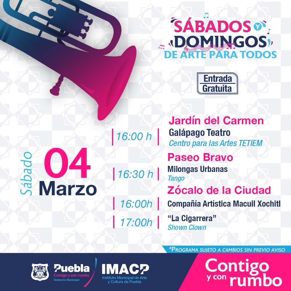 Fin de semana de Arte y Cultura en Puebla capital