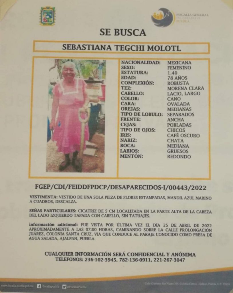 En Ajalpan hallan restos de mujer desaparecida en abril del 2022