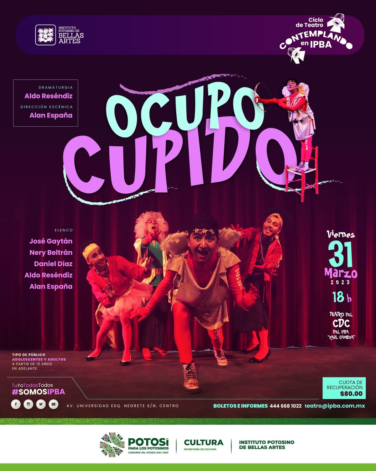 “Ocupo cupido”, nueva obra de teatro en el IPBA