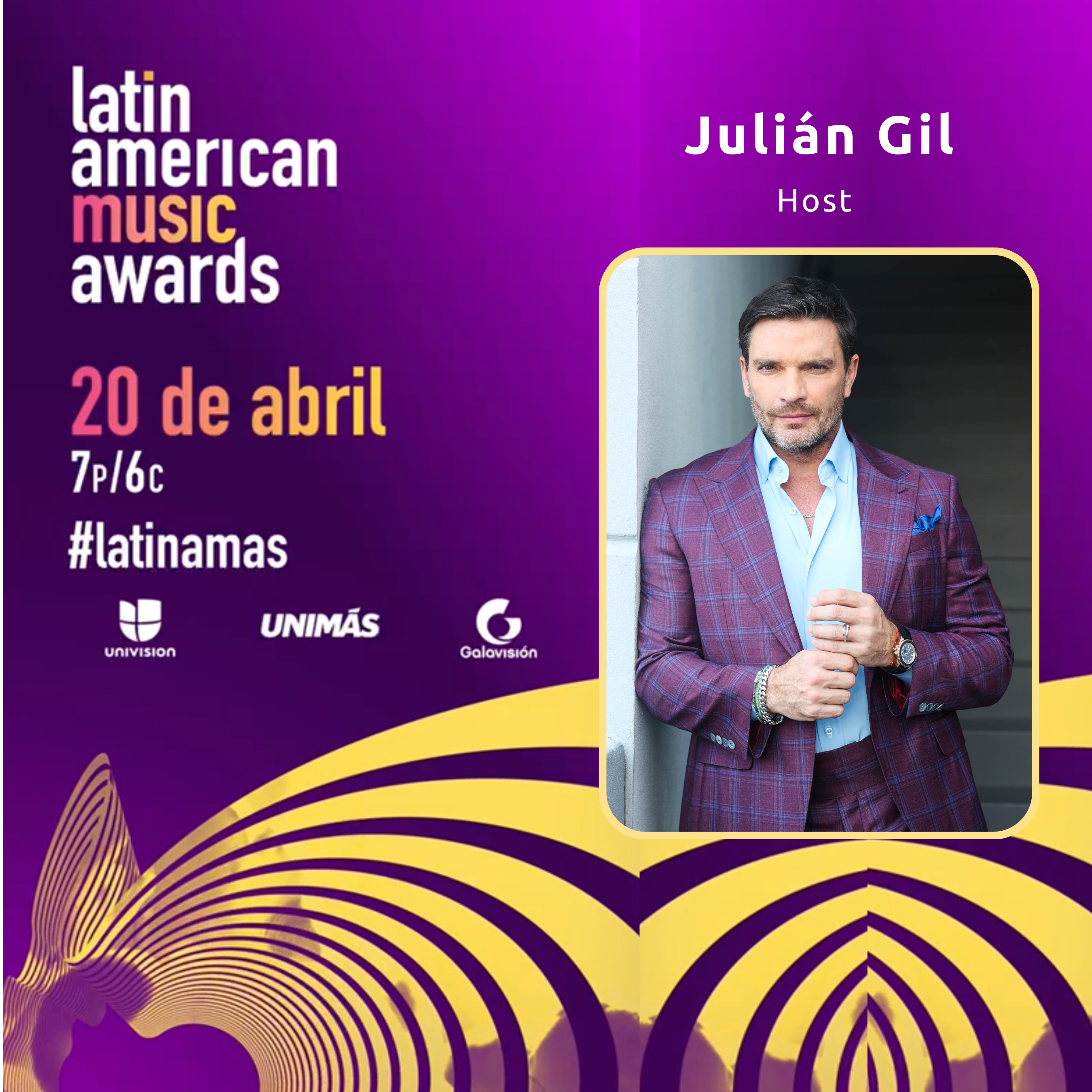 Julián Gil presentará la 8va edición de los “Latin American Music Awards”