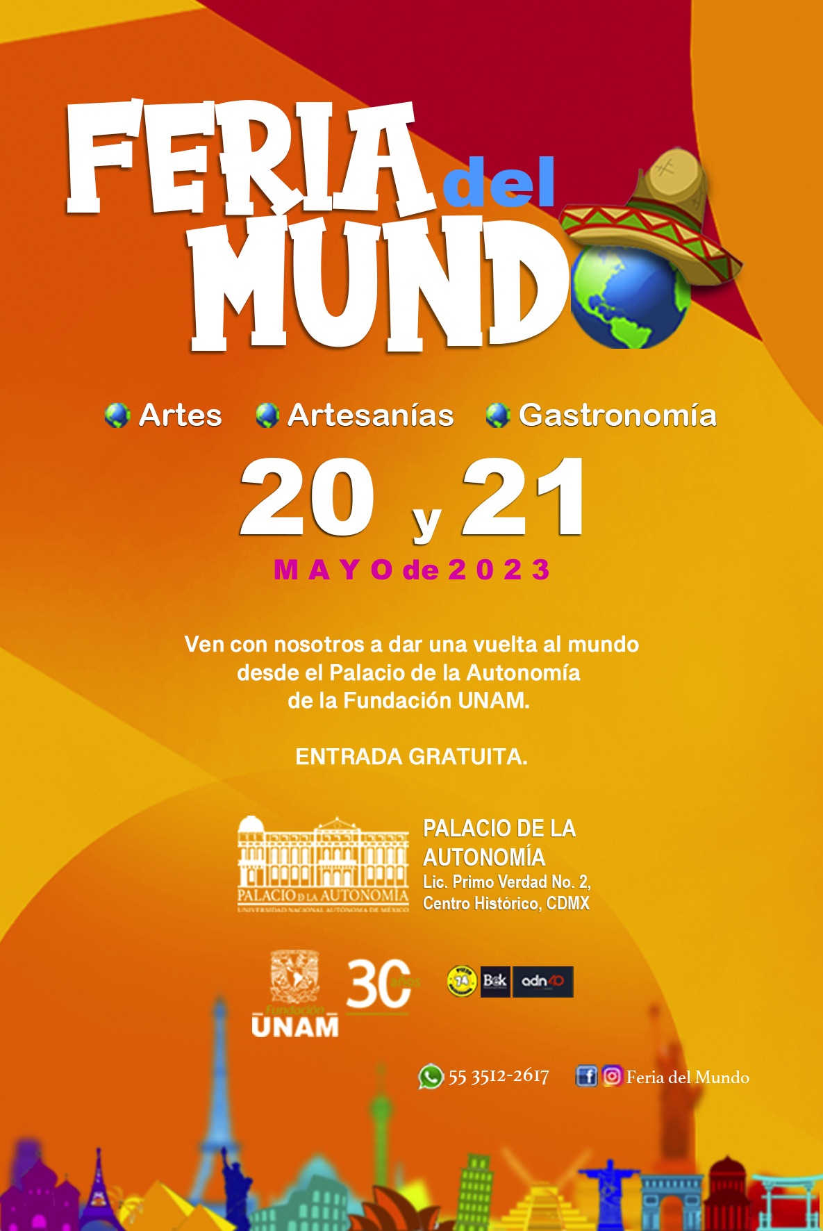 Los días 20 y 21 de mayo se llevará a cabo la Feria del Mundo en el Palacio de la Autonomía de la Fundación UNAM
